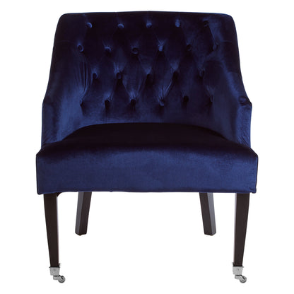 Charles Industrial Blue Velvet Button-Back Lounge Armchair