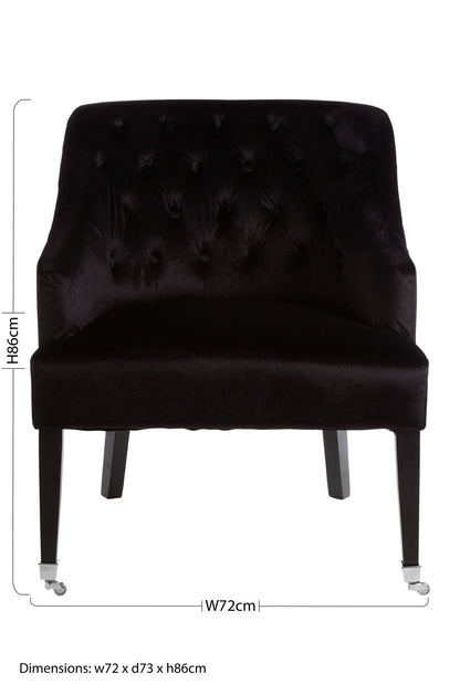 Charles Industrial Black Velvet Button-Back Armchair