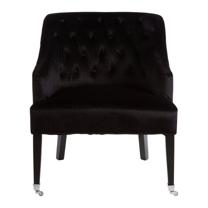 Charles Industrial Black Velvet Button-Back Armchair