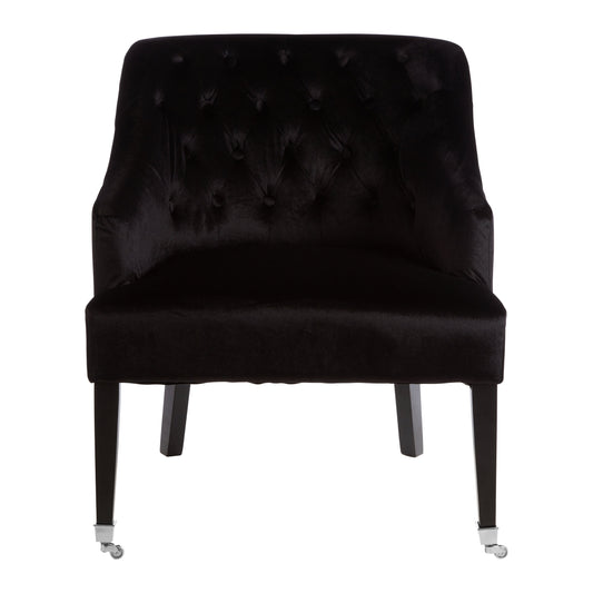 Charles Industrial Black Velvet Button-Back Armchair