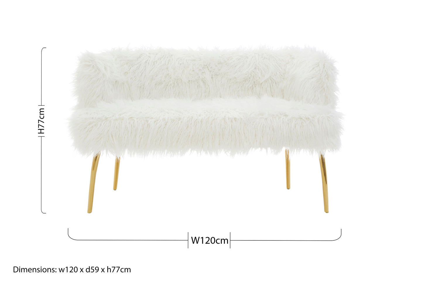 Heidi Fur Effect 2 Seater Sofa with Gold Legs