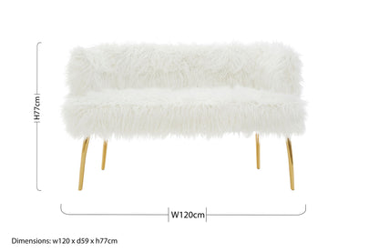 Heidi Fur Effect 2 Seater Sofa with Gold Legs