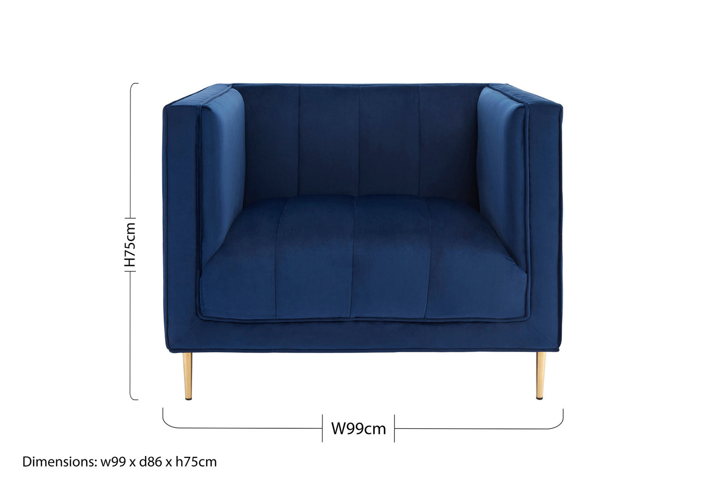 Renee Luxe Deep Blue Velvet Armchair