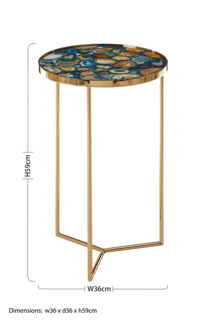 Helena Luxe Blue Agate Round Side Table