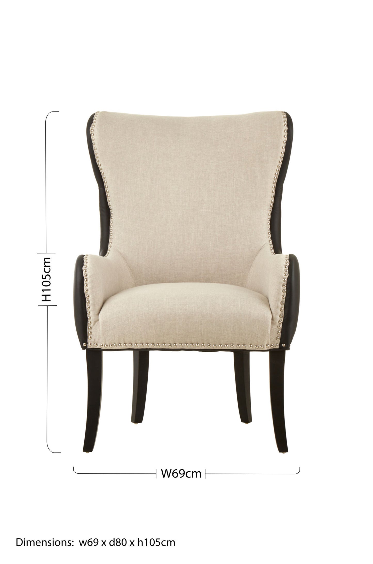 Omar Luxe Natural Fabric Armchair with Black Leather Effect Back