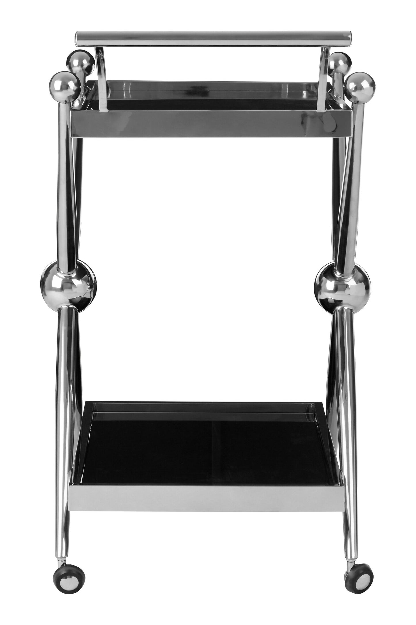 Valrez 2-Tier Silver Cross-Design Bar Cart