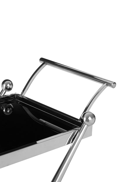 Valrez 2 Tier Silver and Cross Design Trolley Bar Cart | Bali & Blue
