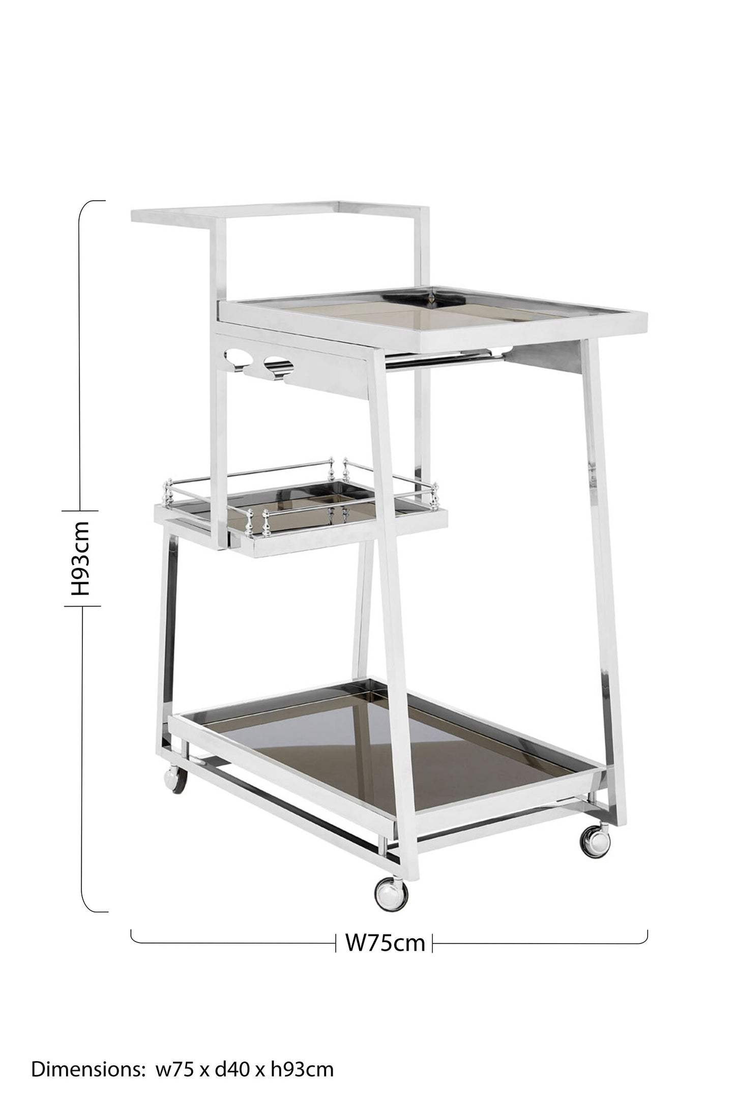 Valrez 3-Tier Silver Bar Cart