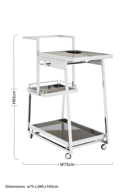 Valrez 3-Tier Silver Bar Cart