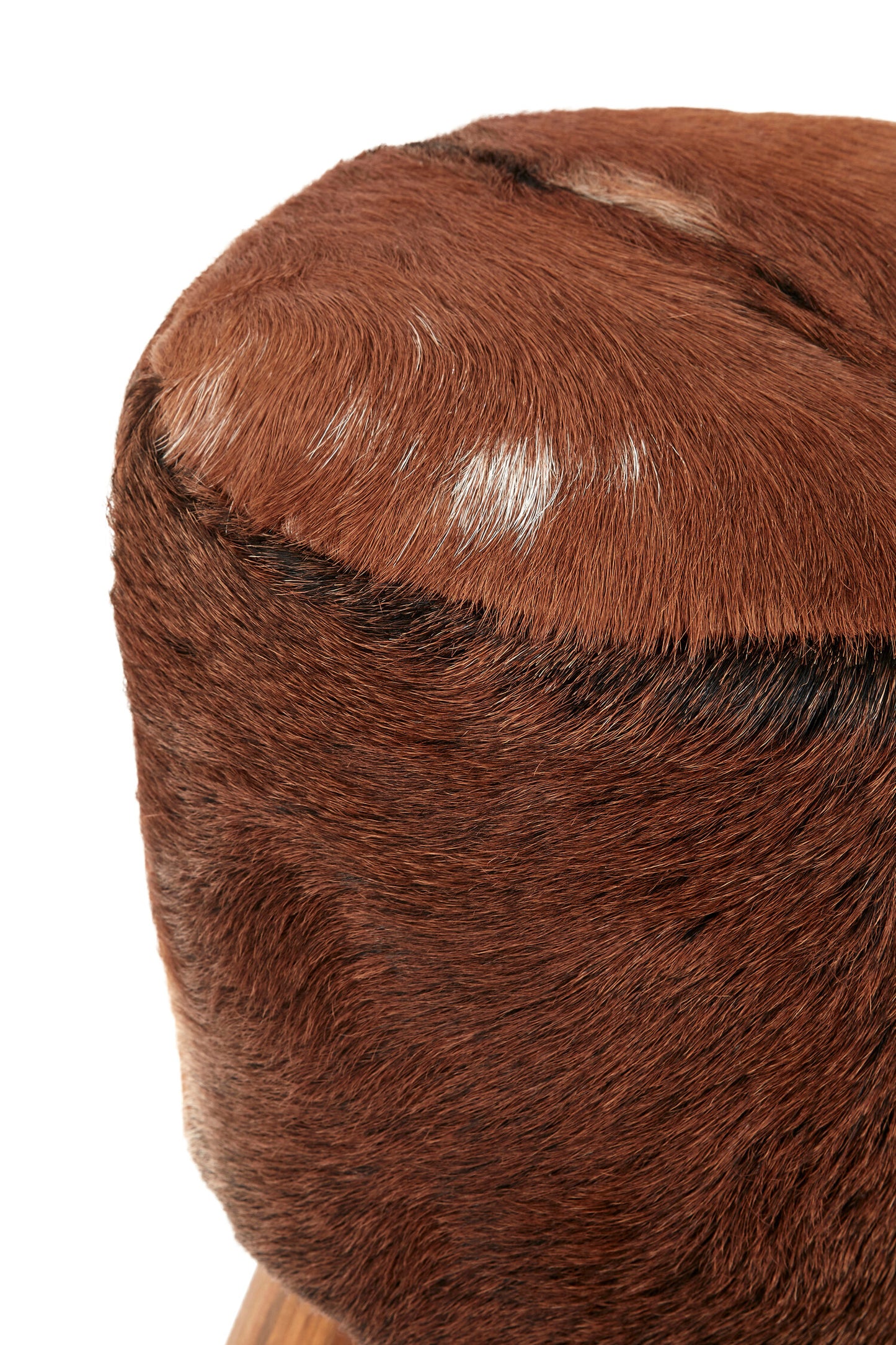 Nepal Brown Hide Leather Round Footstool