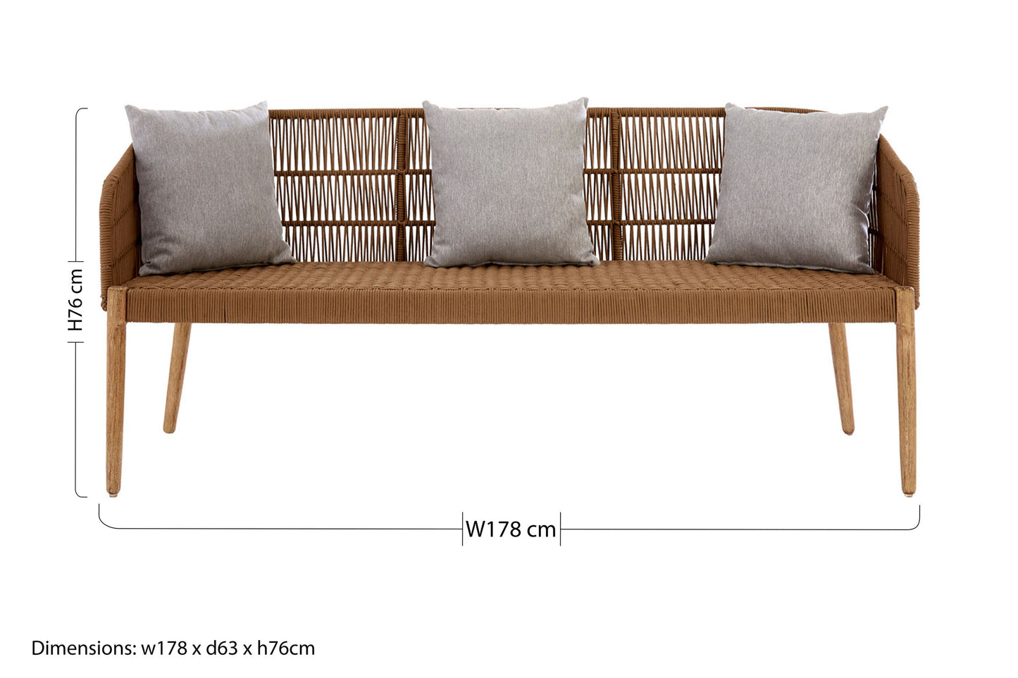 Marcus 3 Seater Woven Rope Sofa