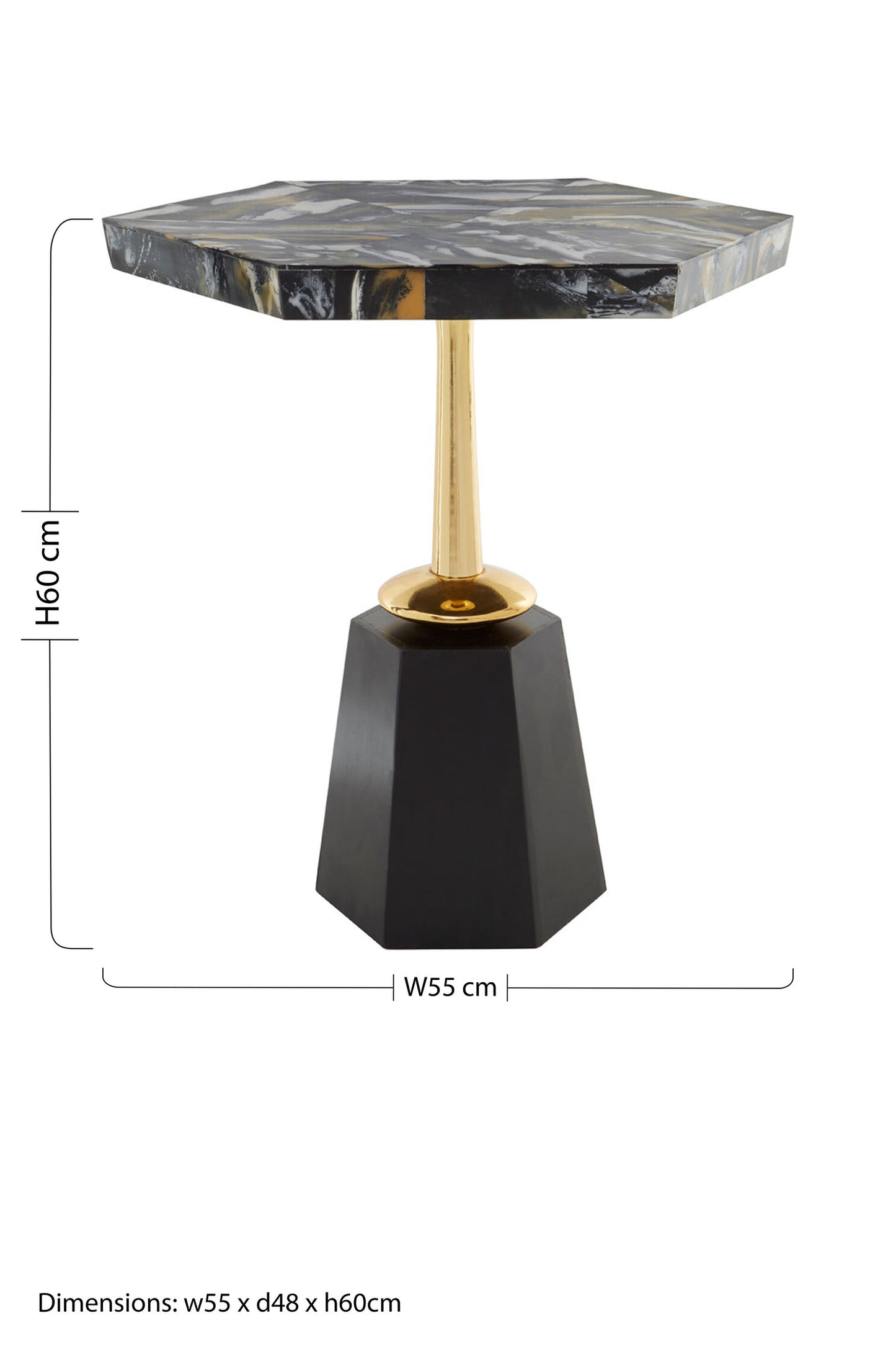 Raya Hexagonal Horn Top Side Table