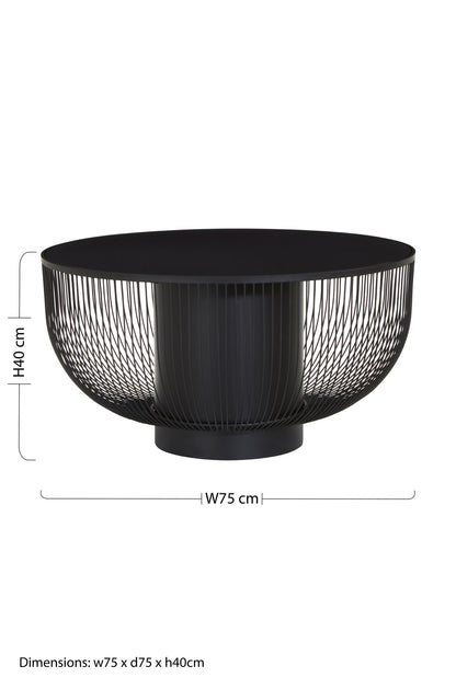 Aramis Black Glass Industrial Coffee Table