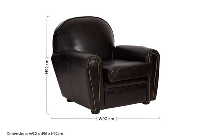 Speakeasy Black Leather Classic Armchair
