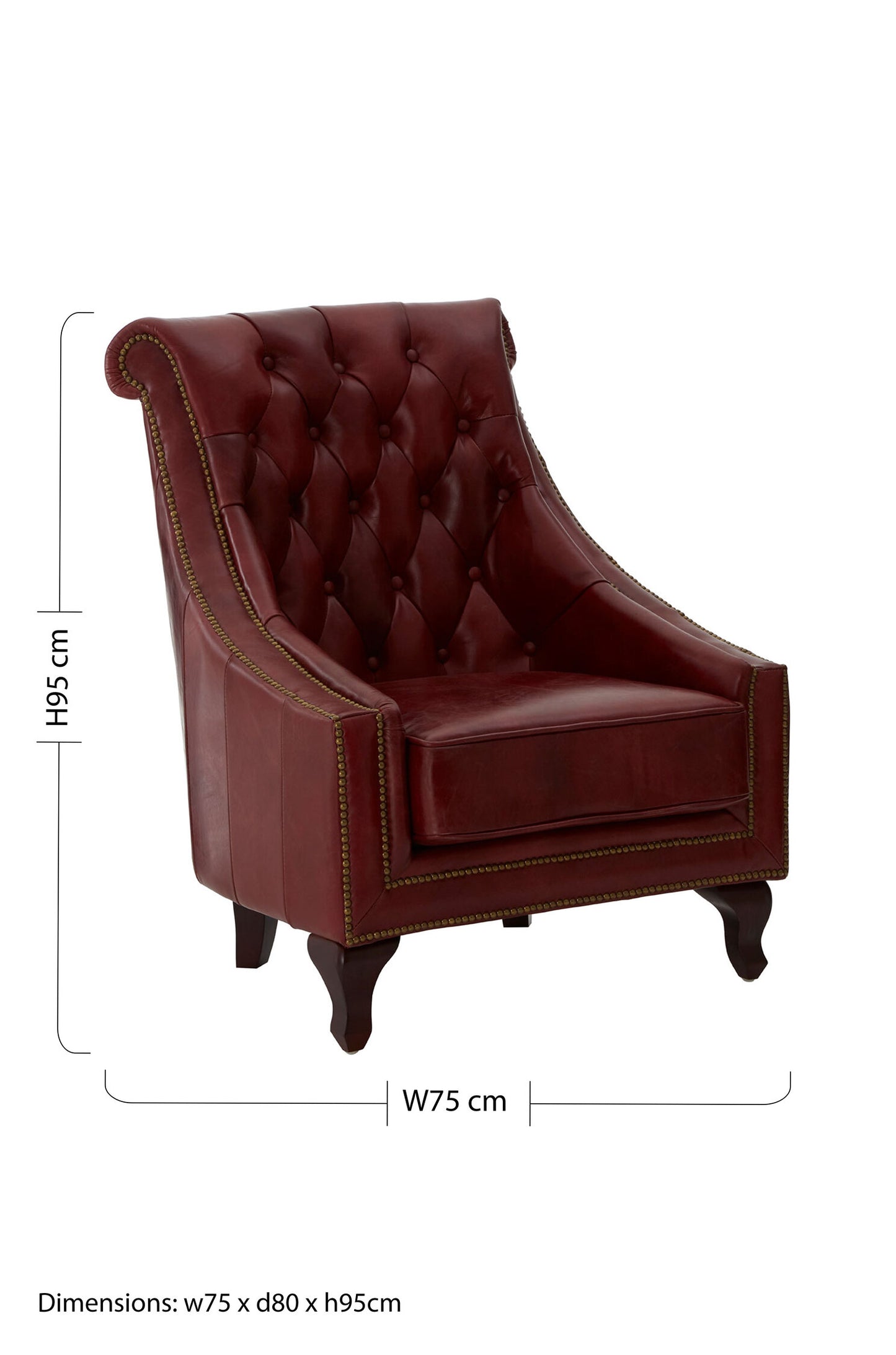Speakeasy Deep Red Leather Lounge Chair with Buttoned Back