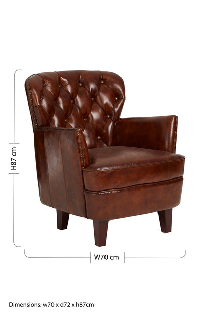 Speakeasy Brown Leather Tufted Armchair