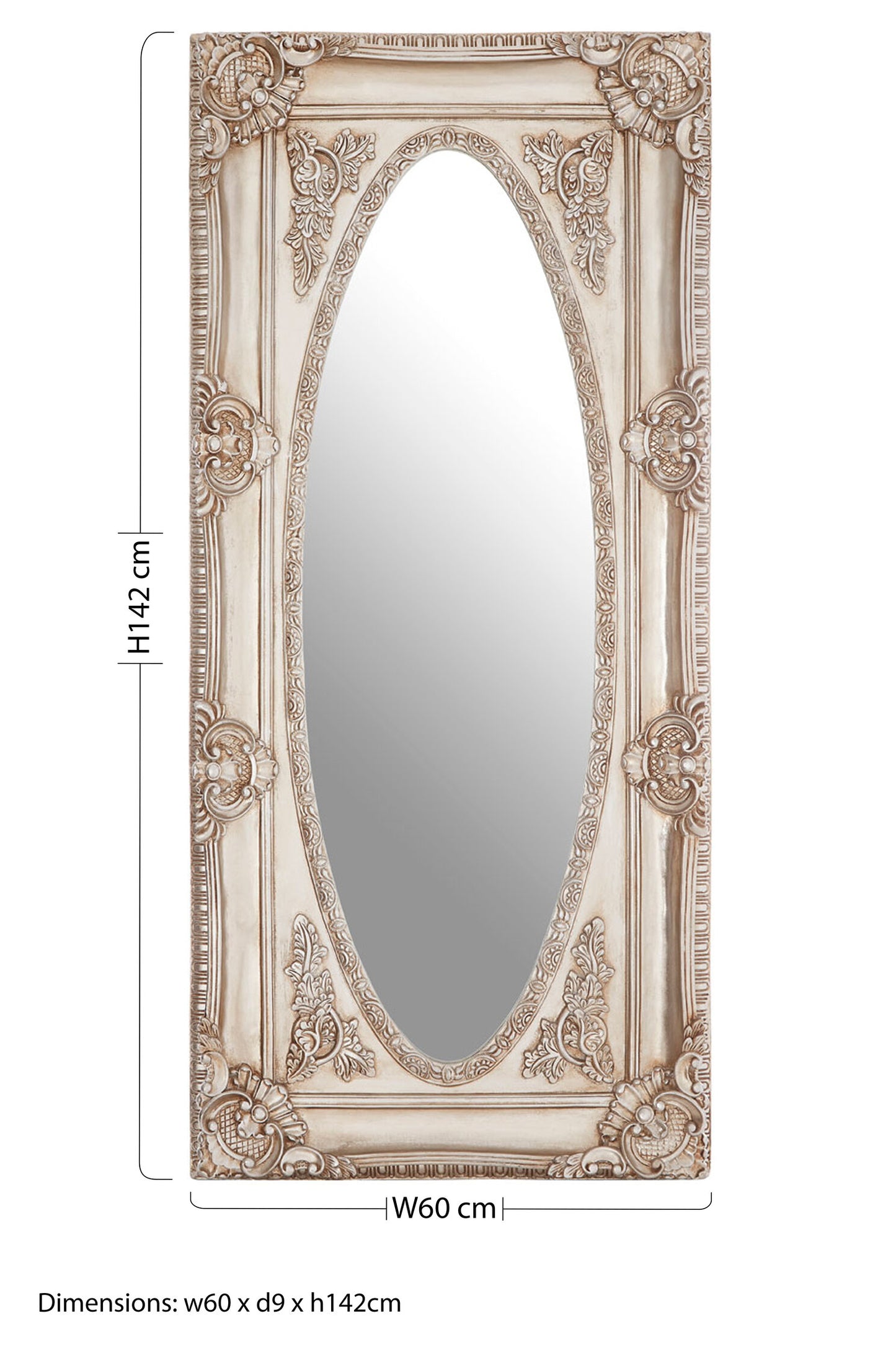 Bella Champagne Oval Border Wall Mirror
