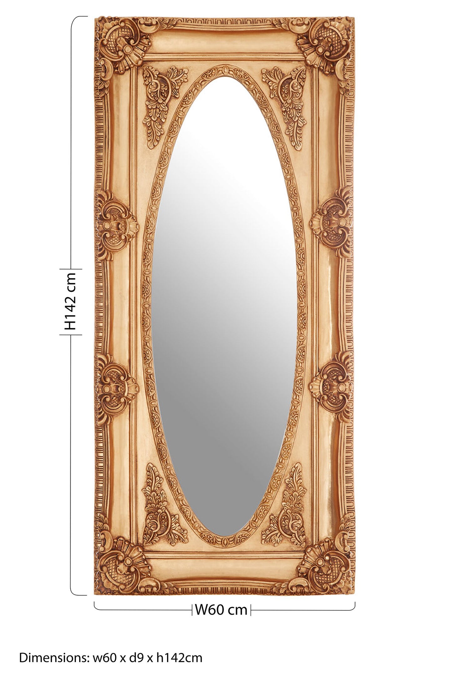 Bella Gold Finish Oval Border Wall Mirror