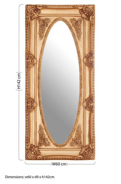 Bella Gold Finish Oval Border Wall Mirror