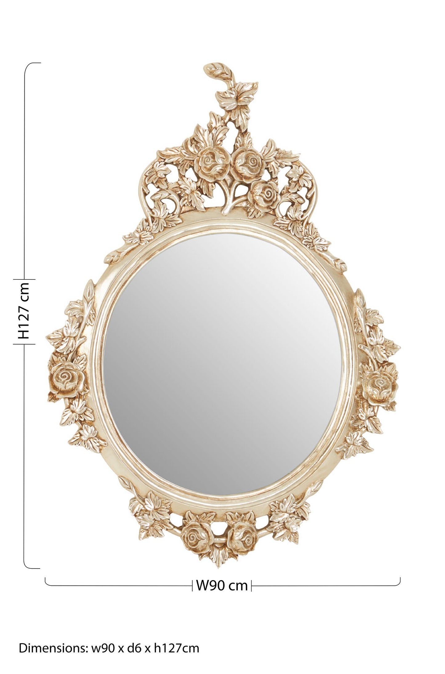 Bella Champagne Finish Round Wall Mirror