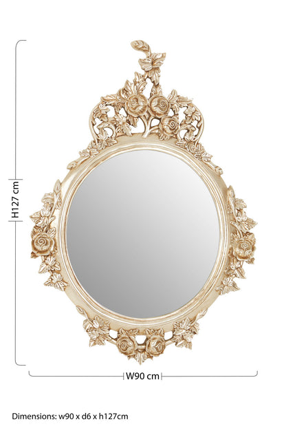 Bella Champagne Finish Round Wall Mirror