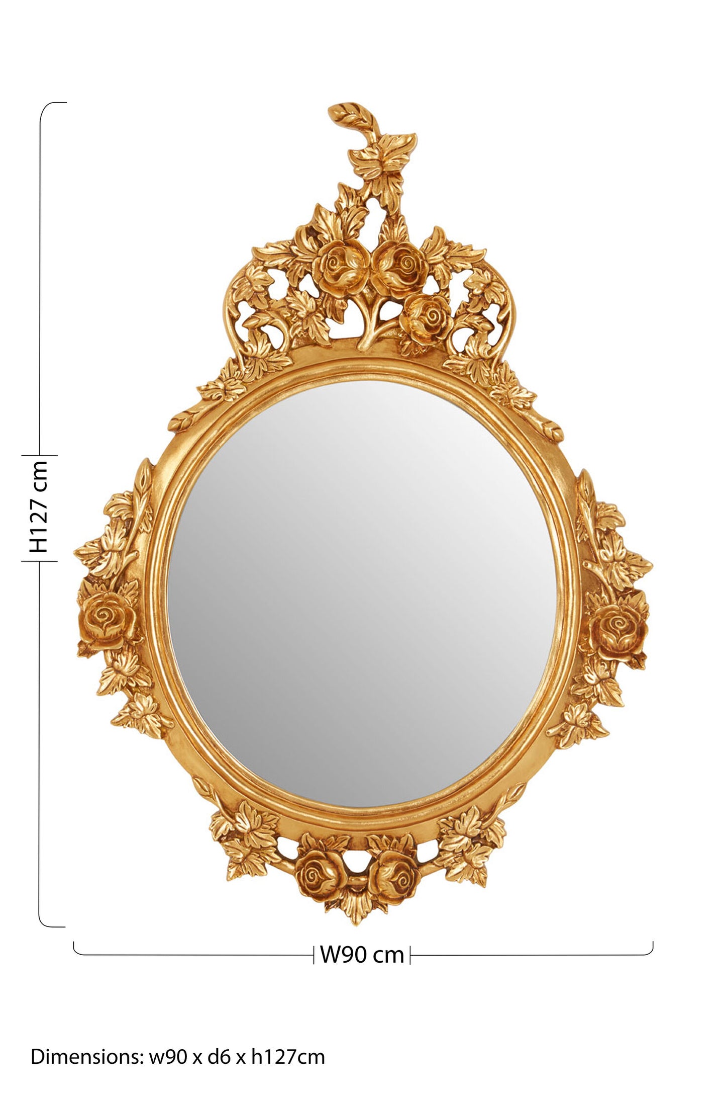 Bella Gold Finish Round Wall Mirror