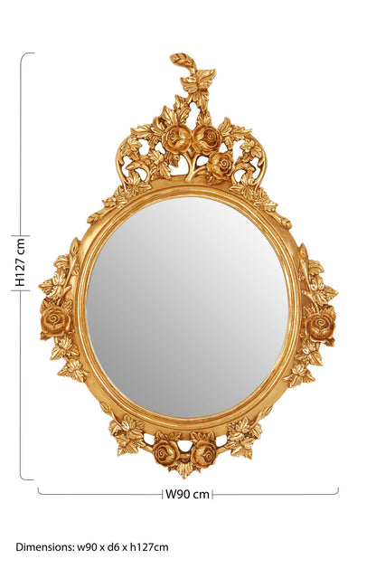 Bella Gold Finish Round Wall Mirror
