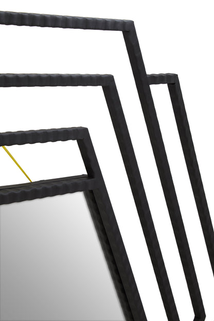Chrono Industrial Black Finish Hexagonal Wall Mirror
