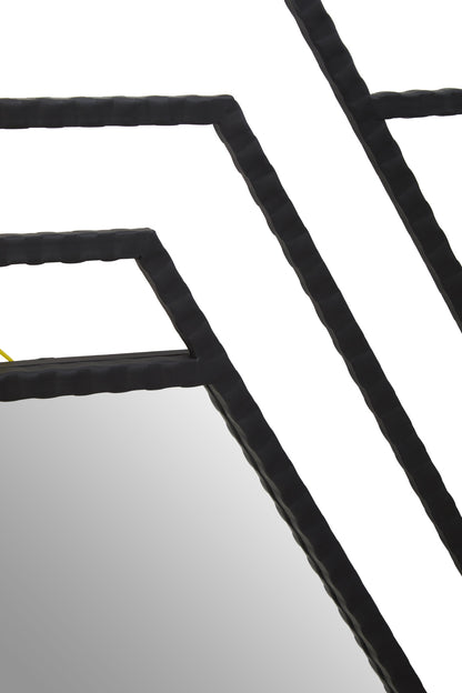 Chrono Industrial Black Finish Hexagonal Wall Mirror