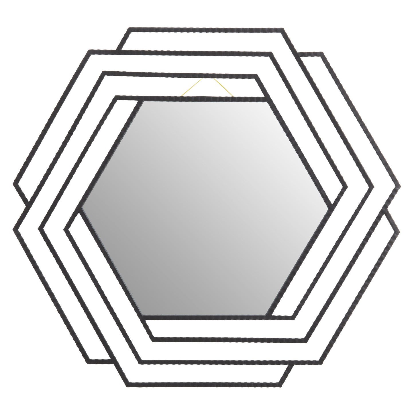 Chrono Industrial Black Finish Hexagonal Wall Mirror | Bali & Blue