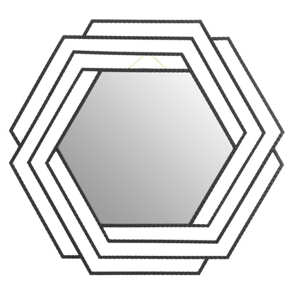 Chrono Industrial Black Finish Hexagonal Wall Mirror | Bali & Blue