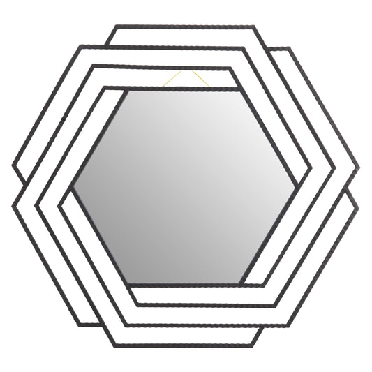 Chrono Industrial Black Finish Hexagonal Wall Mirror | Bali & Blue