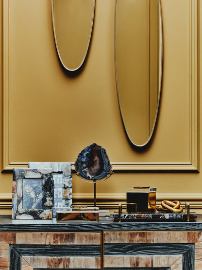 Luxe Decor Black Gold Agate Modern Sculpture