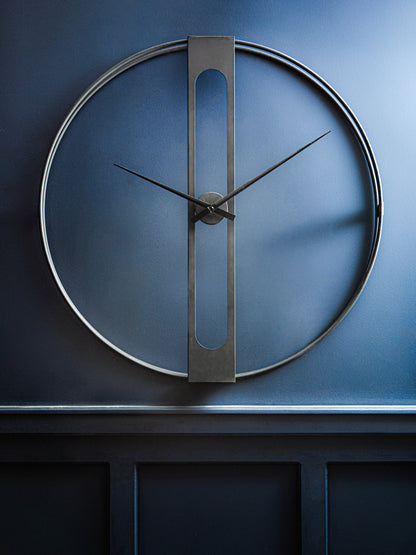 Chrono Industrial Black Metal Wall Clock
