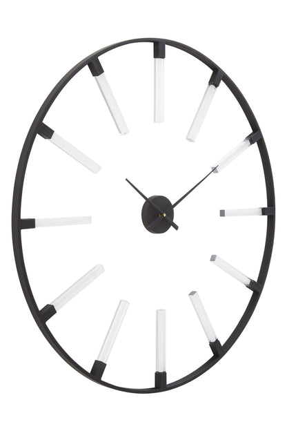 Chrono Industrial Black Finish Metal Wall Clock