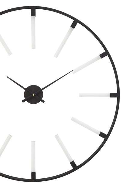 Chrono Industrial Black Finish Metal Wall Clock