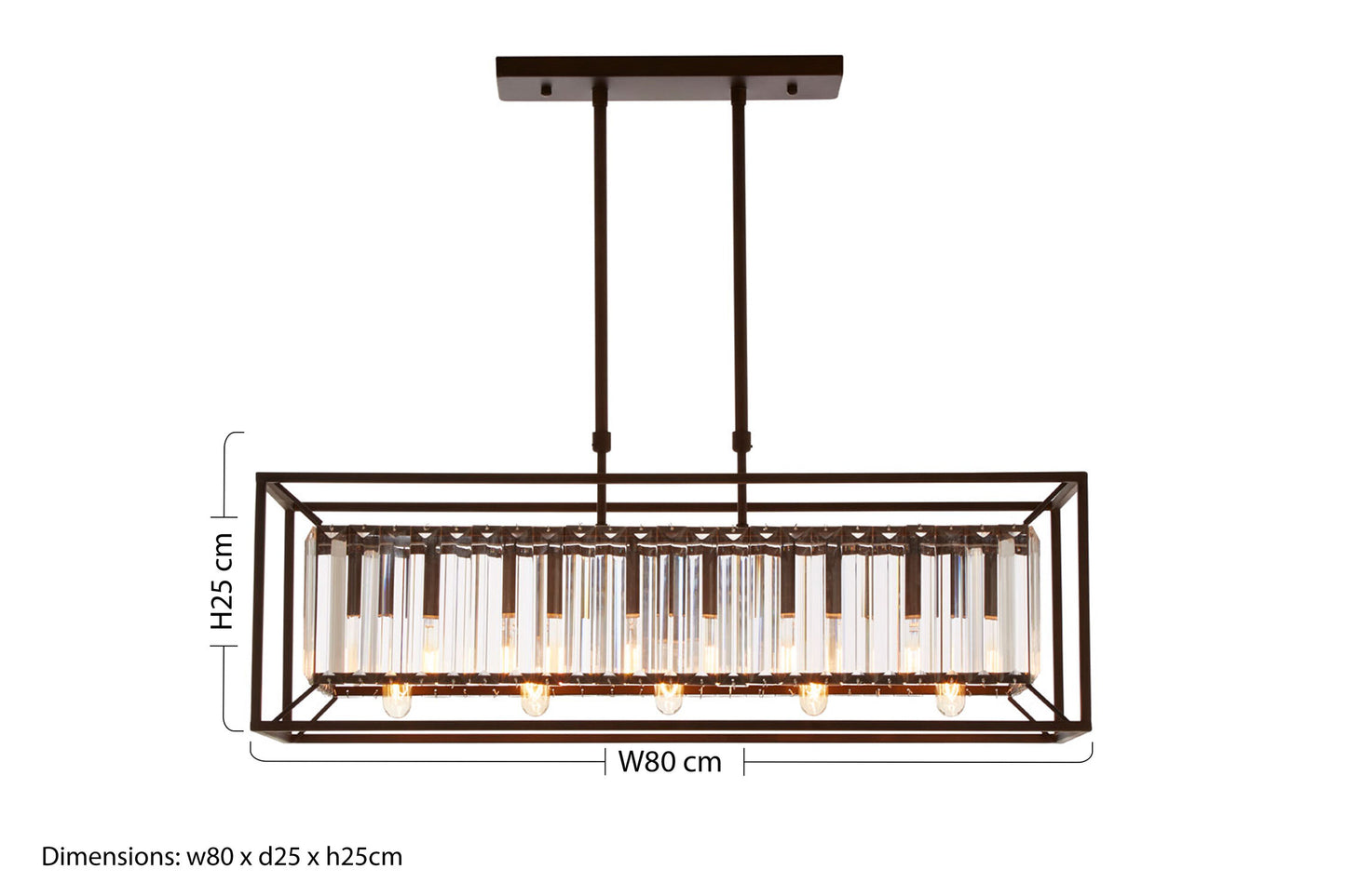 Malone 5 Bulb Dark Bronze and Glass Ceiling Light