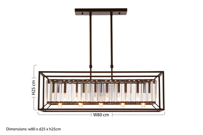 Malone 5 Bulb Dark Bronze and Glass Ceiling Light