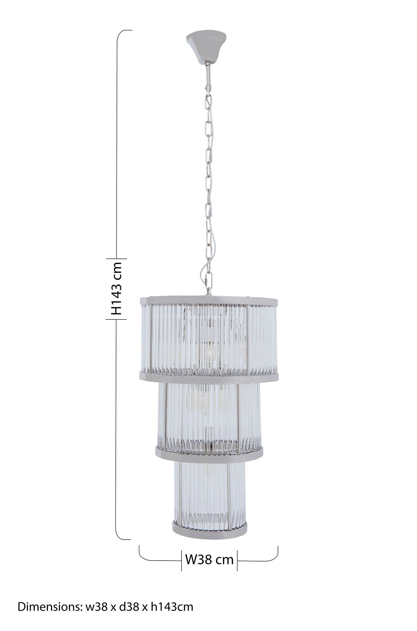 Deco 3 Tier Nickel Finish Chandelier
