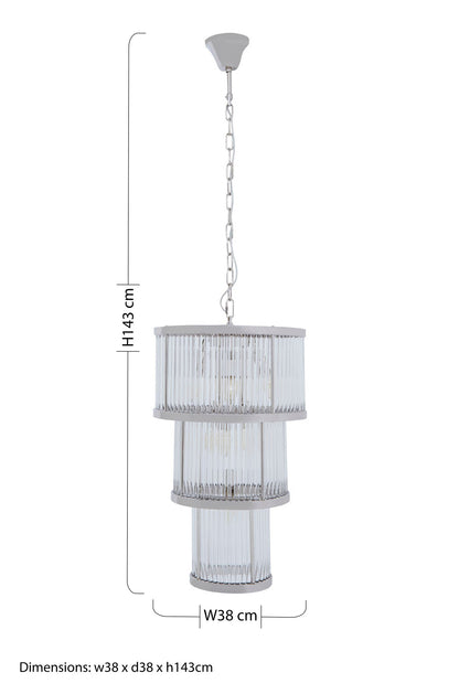 Deco 3 Tier Nickel Finish Chandelier