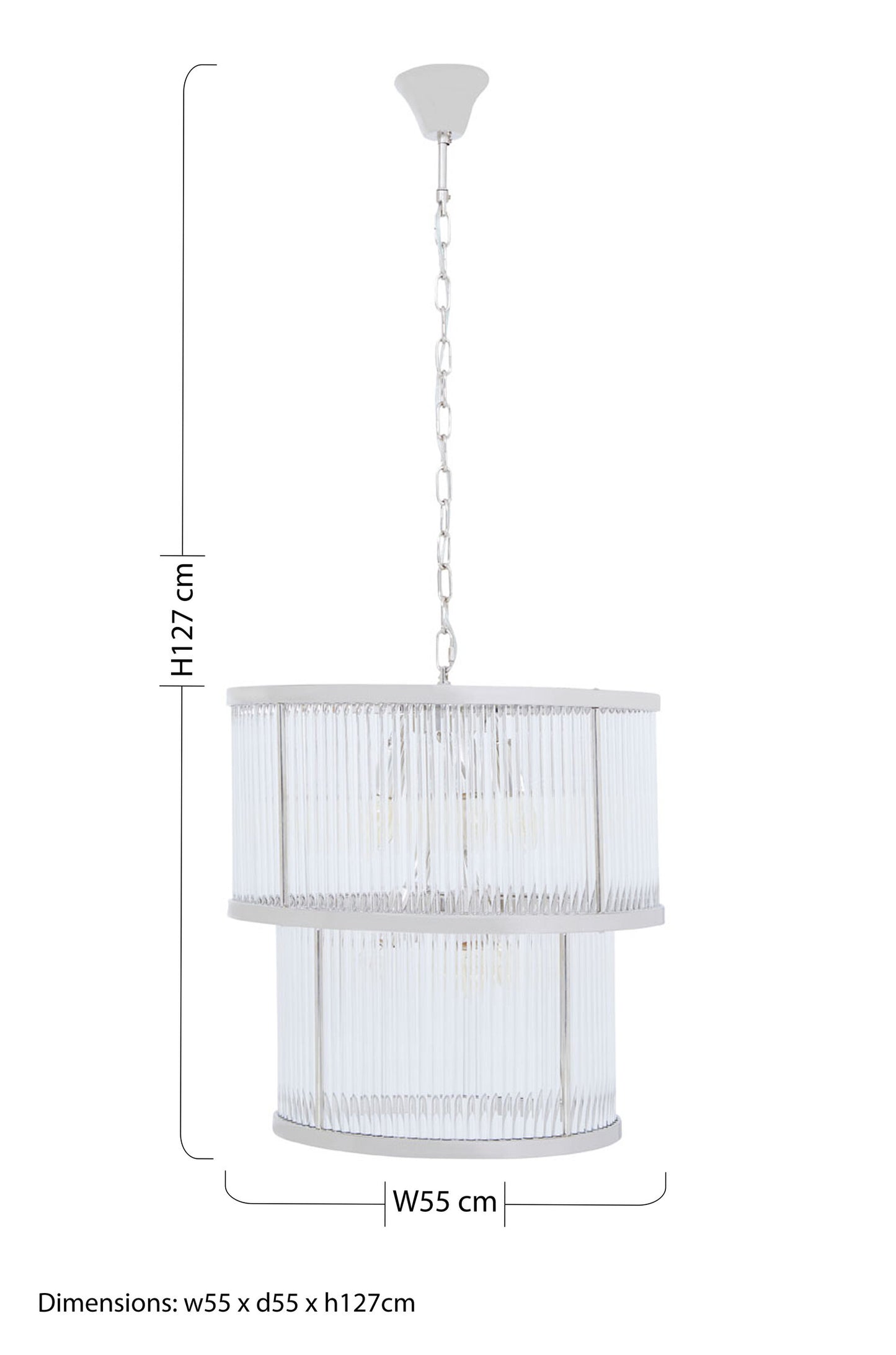Deco 2 Tier Nickel Finish Glass Chandelier