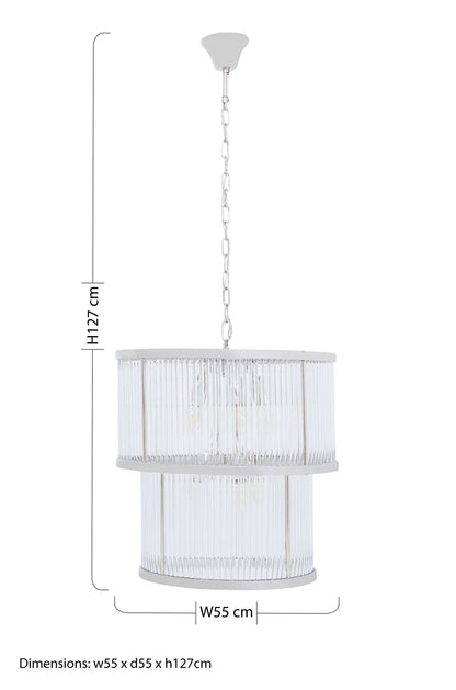 Deco 2 Tier Nickel Finish Glass Chandelier