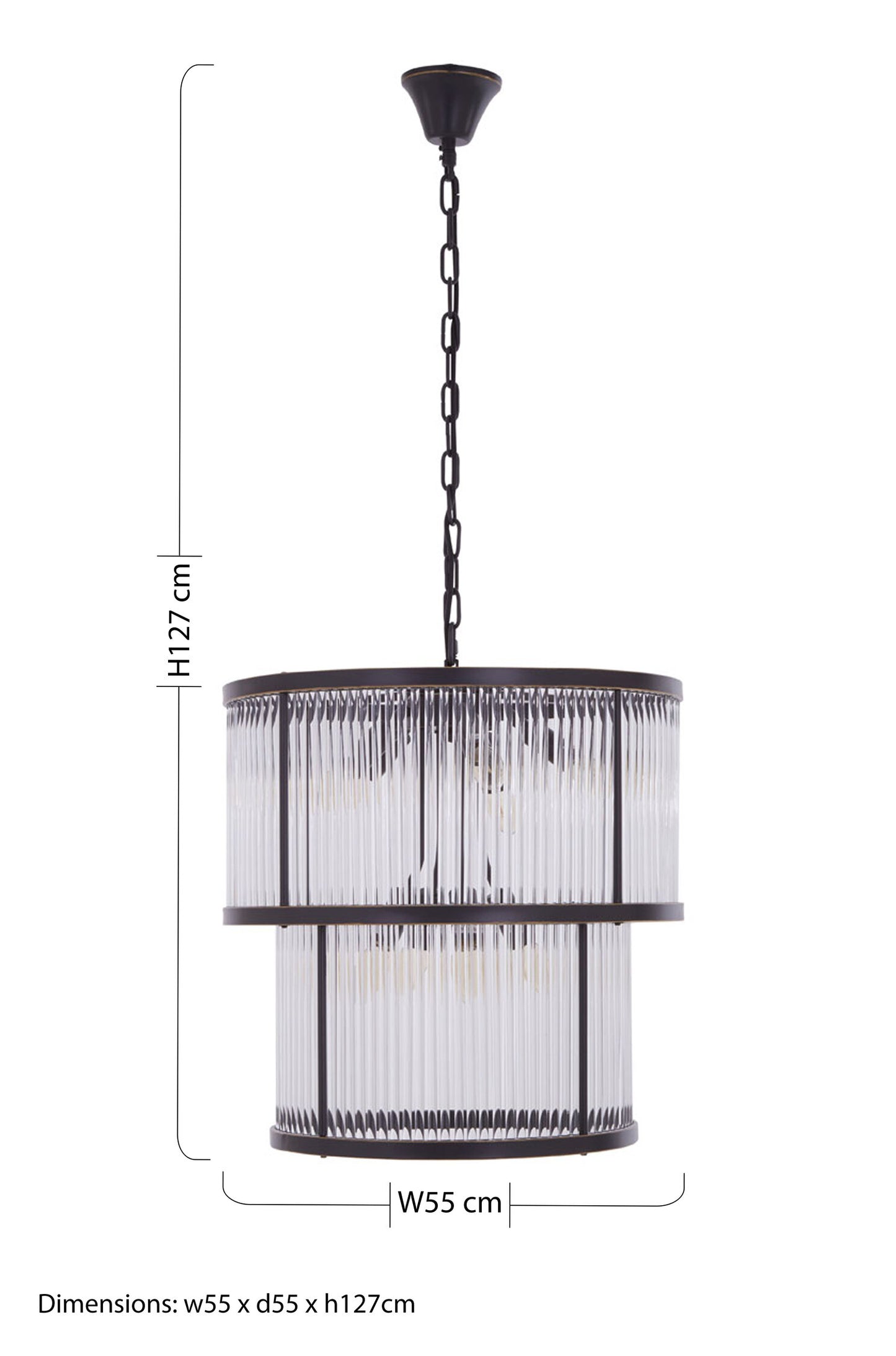 Deco 2 Tier Antique Black Glass Chandelier