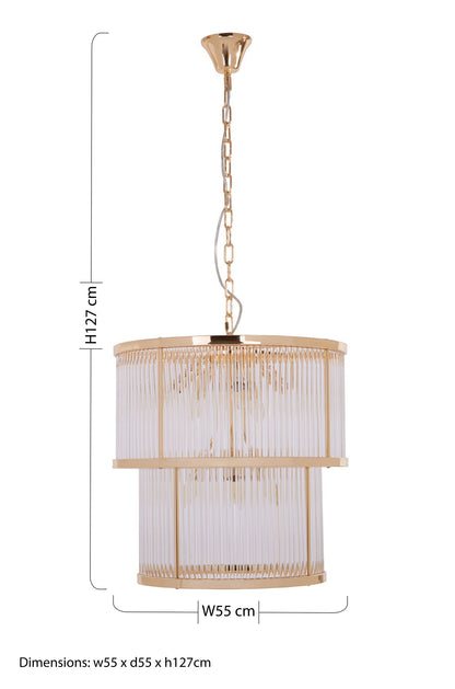 Deco 2 Tier Gold Finish Glass Chandelier