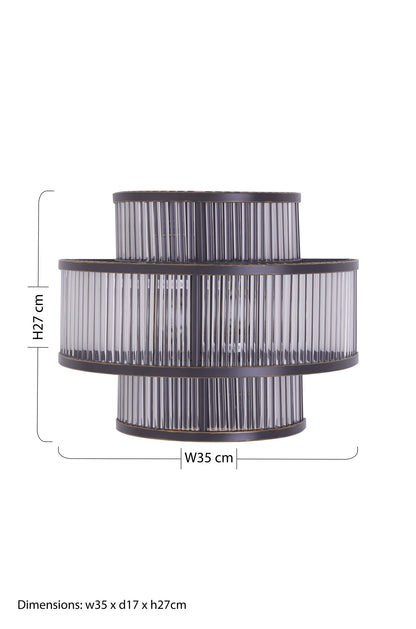 Deco 3 Tier Black Finish Glass Wall Light