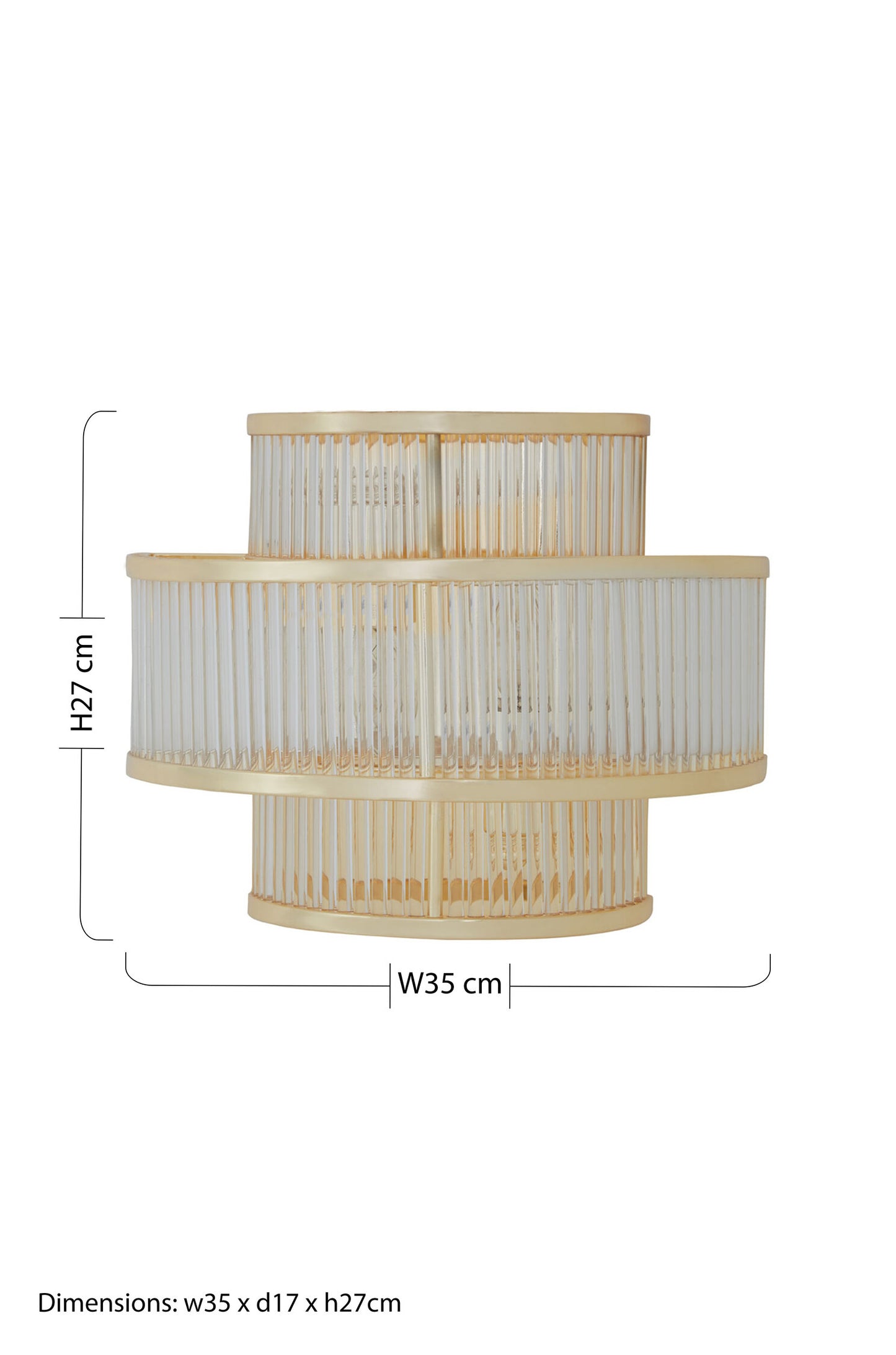 Deco 3 tier glass wall light with warm metallic iron frame