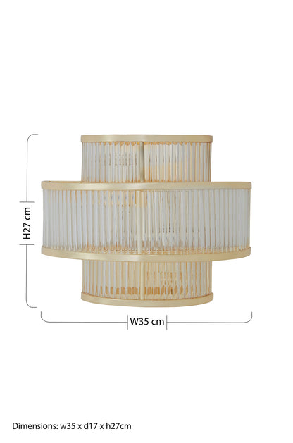Deco 3 tier glass wall light with warm metallic iron frame
