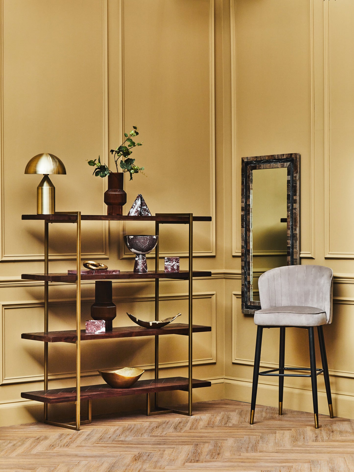 Aris Gold Finish Dome Table Lamp