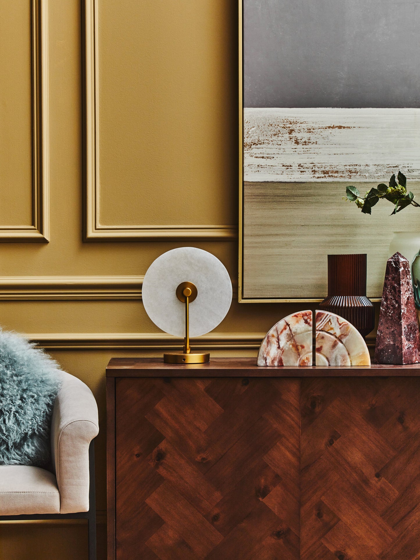 Drake White Marble And Gold Finish Table Lamp