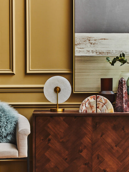 Drake White Marble And Gold Finish Table Lamp